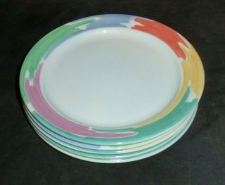 Set Of 5 Block Spal Palette Salad Plates By Jack Prince Portugal 7 3/4 " Diam