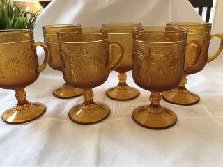 Vintage Indiana Tiara Amber Glass Coffee Goblets