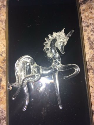 Art Glass Unicorn Horse Figurine - Handmade Blown Unique