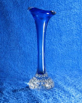 Aseda Glasbruk Blue Swedish Art Glass ' Jack In The Pulpit ' Or ' Bone ' Vase 2