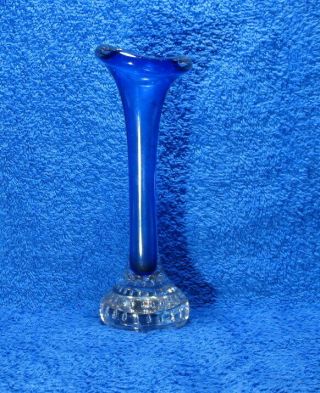 Aseda Glasbruk Blue Swedish Art Glass ' Jack In The Pulpit ' Or ' Bone ' Vase 4