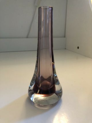 Vintage Teardrop Clear & Lilac Glass Vase