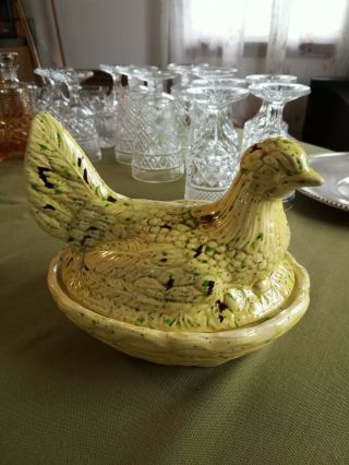 Unique Vintage Yellow Hen On Nest