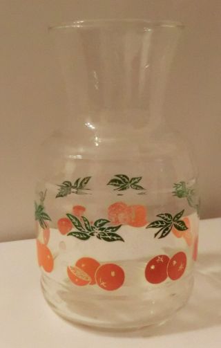 Anchor Hocking Juice Jar Decanter & 2 Glasses With Oranges Design vintage 2