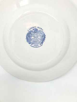 Set Of 2 Liberty Blue Staffordshire Ironstone Independence Hall Colonial Plates 5