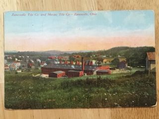 Rare Old Vintage 1910 Zanesville Ohio Mosaic Tile Co.  Factory View Oh Postcard