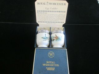 Set Of 2 Vintage King Size Royal Worcester Porcelain " Birds " Egg Coddler Nib
