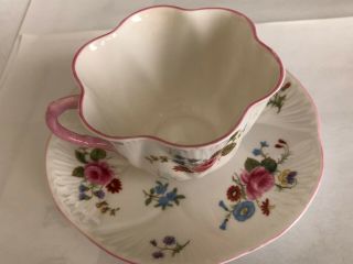 Shelley Bone China Cup & Saucer; Rose & Red Daisy 13425; England;