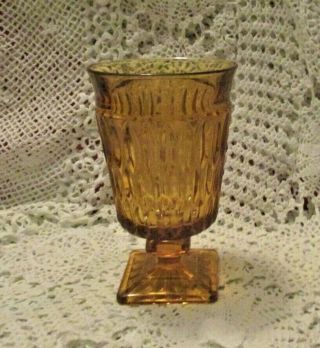 Vintage Indiana Glass Mt Vernon Amber Water Goblet