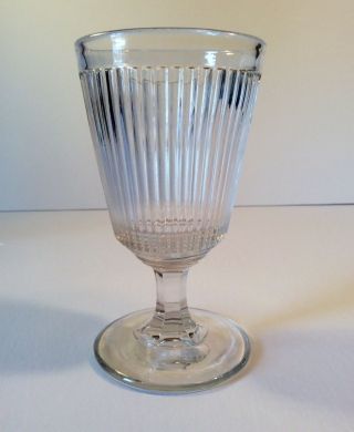 Eapg Fine Rib Pattern Flint Water Goblet Circa 1860s 5.  75” H