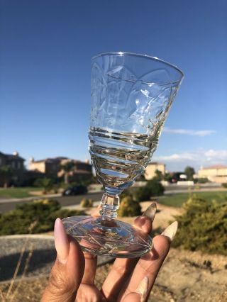 Vintage Etched Crystal Wine Glasses Set Of 2 Low