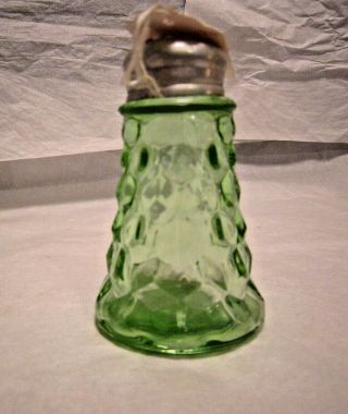 Green Depression Glass Salt Or Pepper Shaker Cube " Cubist " Jeannette