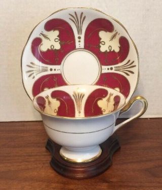 Vintage Royal Albert 1994 Red & Gold Footed Tea Cup & Saucer Bone China England