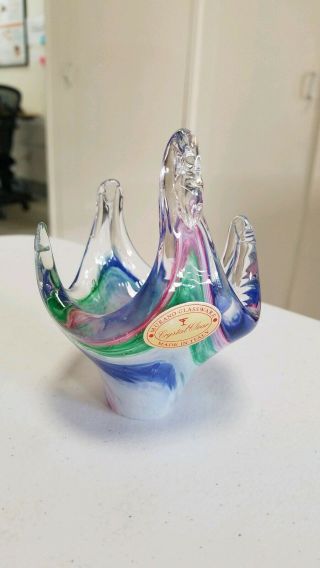 Murano Blown Glass Swan Bowl Trinket Dish Vintate Collectable