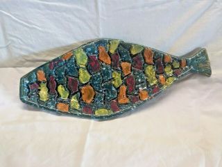 14 " Ceramic Fish Dish Serving Plate Handmade One - Of - A - Kind - Italy