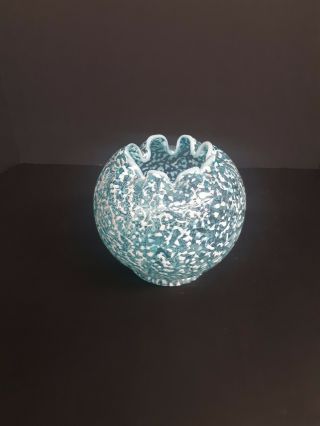 National Oriental / Model Flint / Dugan Lt.  Blue Frit Splatter Glass Rose Bowl