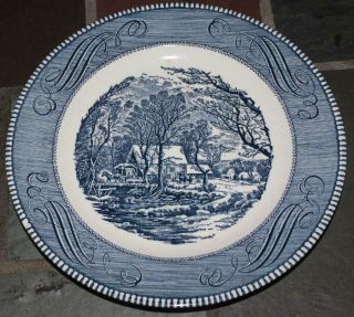 Currier And Ives Dinnerware Blue 10” Dinner Plate " The Old Grist Mill " Royal C