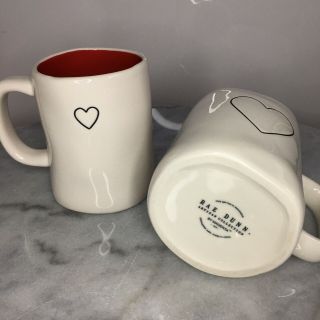 Rae Dunn Double Sided Valentine’s Day 2018 Black Heart Mug W/ Red Interior 3
