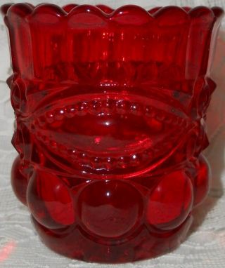 Royal Ruby Red Glass Eyewinker Pattern Toothpick Match Holder Gold Q - Tip Candle