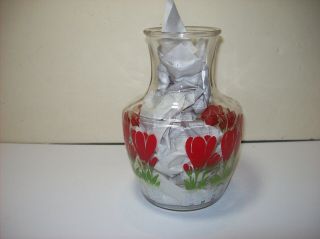 Vintage Anchor Hocking Red Tulip Juice Carafe 7 3/4 " - - Euc