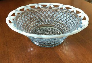 Vintage Imperial Glass Lace Edge Bowl Katy Blue Opalescent 9 1/4 "