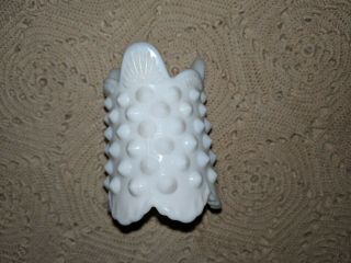 Fenton? Hobnail White Milk Glass 3 Footed Votive Candle or Toothpick Holder 2