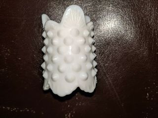 Fenton? Hobnail White Milk Glass 3 Footed Votive Candle or Toothpick Holder 5