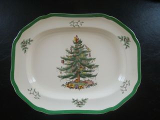 Spode Christmas Tree 14 " X 11 " Oval Serving Platter (made In England)