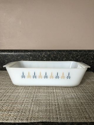 Vintage Fire King Candle Glow Atomic Oven Ware Loaf Dish