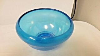 Older Blue Iridescent Carnival Glass Footed Bowl