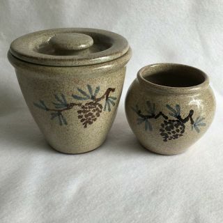 Studio Pottery Old Time Pottery Of Winthrop Washington,  2 Pots With Pinecones