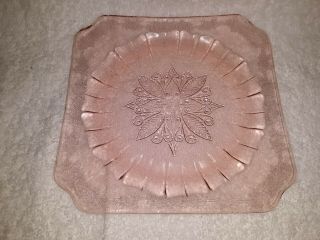 Vintage Adam Pattern Pink Depression Square 7.  75 " Plate By Jeanette Glass Co.