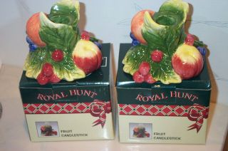 Noritake Royal Hunt Fruit Candlestick Set (pair 2 Candle Sticks)