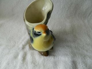 Vintage Royal Copley Yellow Oriole Bird Tree Trunk Planter Vase 5