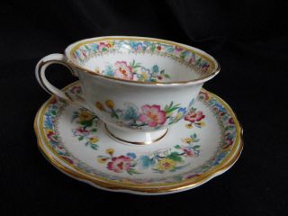 E B Foley 1850 " Ming Rose " Small Tea Cup And Saucer Bone China England Vintage