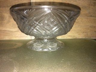 Vintage Clear Crystal Cut Press Glass Pedestal Style Candy/ Trinket Dish Bowl