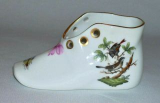 Herend (rothschild Bird) Porcelain 4 " Baby Shoe (7570) Hungary