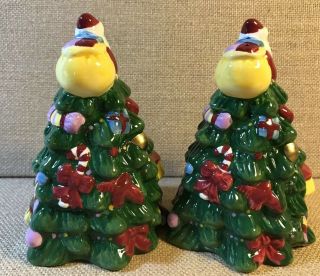Spode Christmas Trees Salt And Pepper Shakers Santa Holiday Presents 3