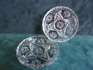 Star Of David Set Of 2 Clear Pressed Glass Scalloped Edge Coasters