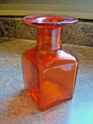 Vintage Amberina Tangerine,  Square Glass Vase,  4.  5 ",  Pontil Mark