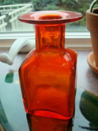 Vintage Amberina Tangerine,  square Glass Vase,  4.  5 