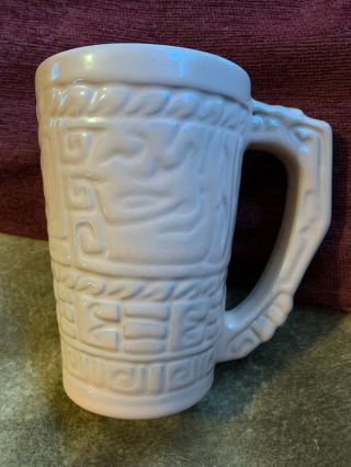 Rare Vintage Frankoma Mayan Aztec 7m Grand Mug Art Pottery