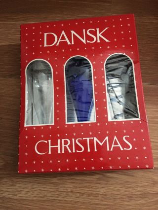 3 Dansk Store Glass Christmas Ornaments Multicolor Design Vintage - Mid Century