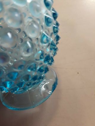 Vintage Fenton Blue Opalescent Hobnail 3 1/2” Small Bud Vase ca.  1930 - 1955 4