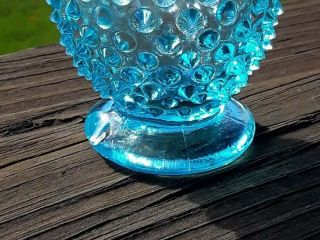 Vintage Fenton Blue Opalescent Hobnail 3 1/2” Small Bud Vase ca.  1930 - 1955 5