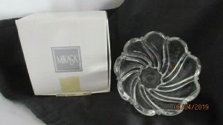 Vintage Mikasa Peppermint Clear Swirl Crystal Glass Bowl 5 1/2 " Germany Nib