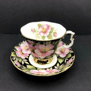 Royal Albert Provincial Flowers Alberta Rose Footed Tea Cup And Saucer