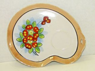 Vintage Hand Painted Japanese Lusterware Floral Snack Tray Plate China Dish