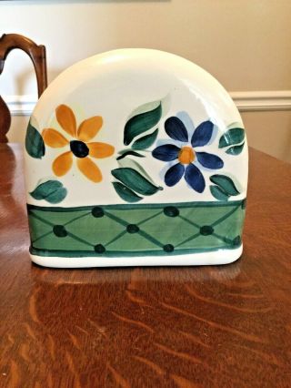 1993 Southern Living At Home Gail Pittman Floral Napkin Holder Signed