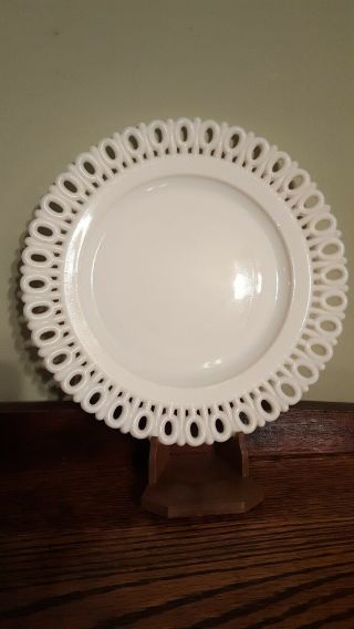 Vintage Milk Glass 8” Old Colonial " Ioio " Pattern Lace Edge Plate
